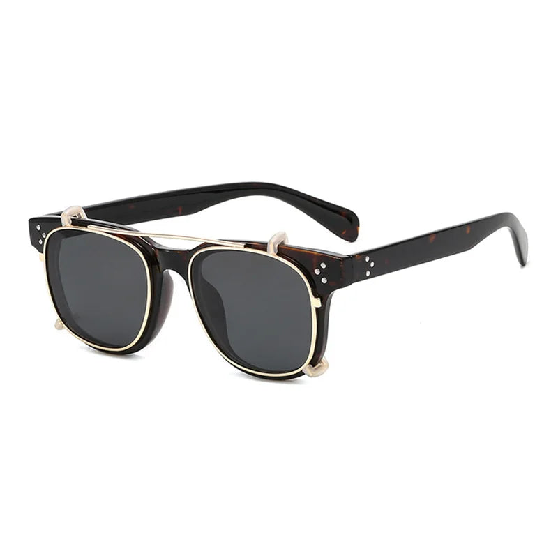 VAULT — Flip-Up Steampunk Square UV400 Sunglasses