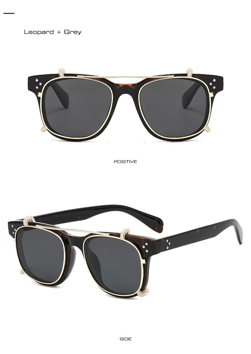 VAULT — Flip-Up Steampunk Square UV400 Sunglasses