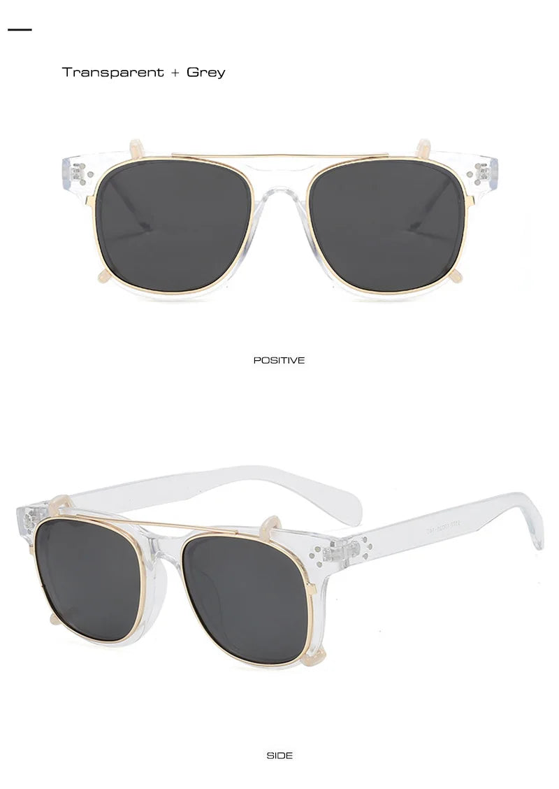 VAULT — Flip-Up Steampunk Square UV400 Sunglasses