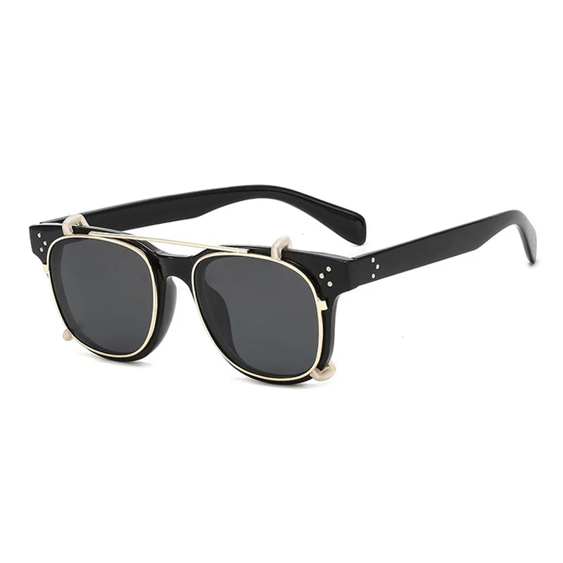 VAULT — Flip-Up Steampunk Square UV400 Sunglasses