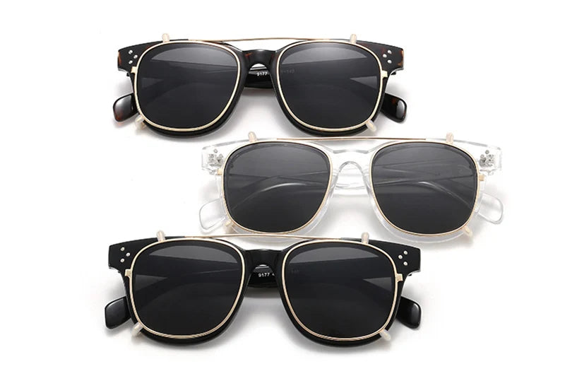 VAULT — Flip-Up Steampunk Square UV400 Sunglasses