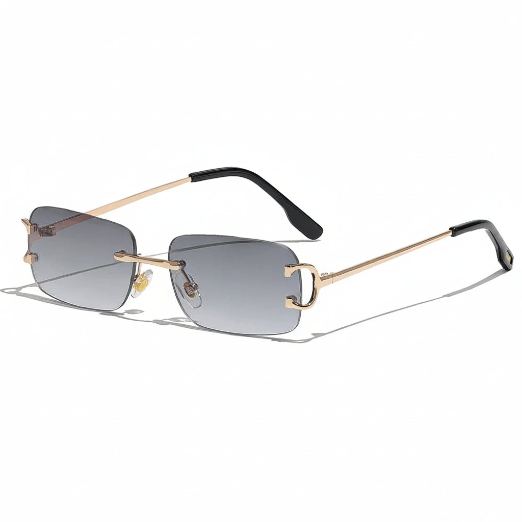 DUNE — Rimless Rectangle UV400 Sunglasses with Gold D-Buckle