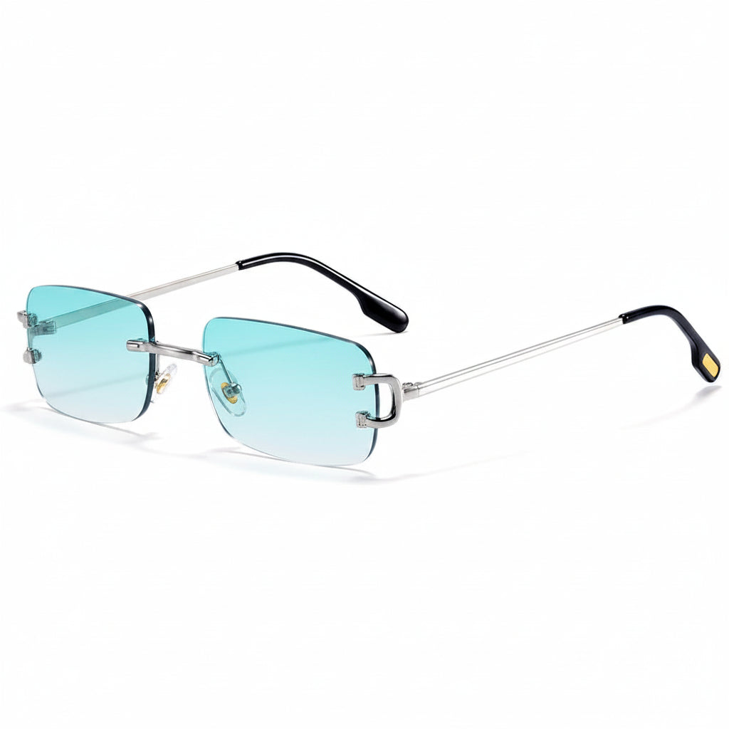 DUNE — Rimless Rectangle UV400 Sunglasses with Gold D-Buckle