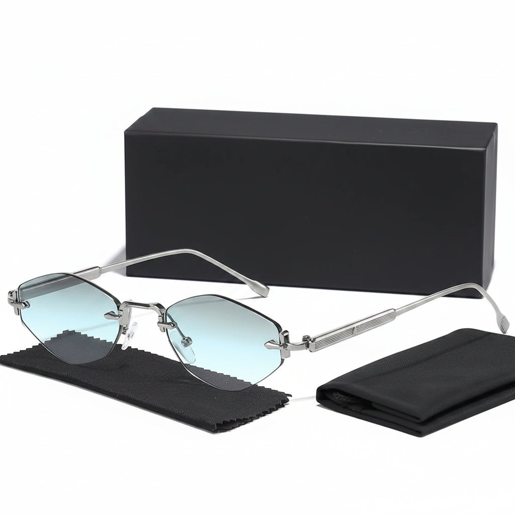Sunglasses with a Caterside branded box and case on a white background
