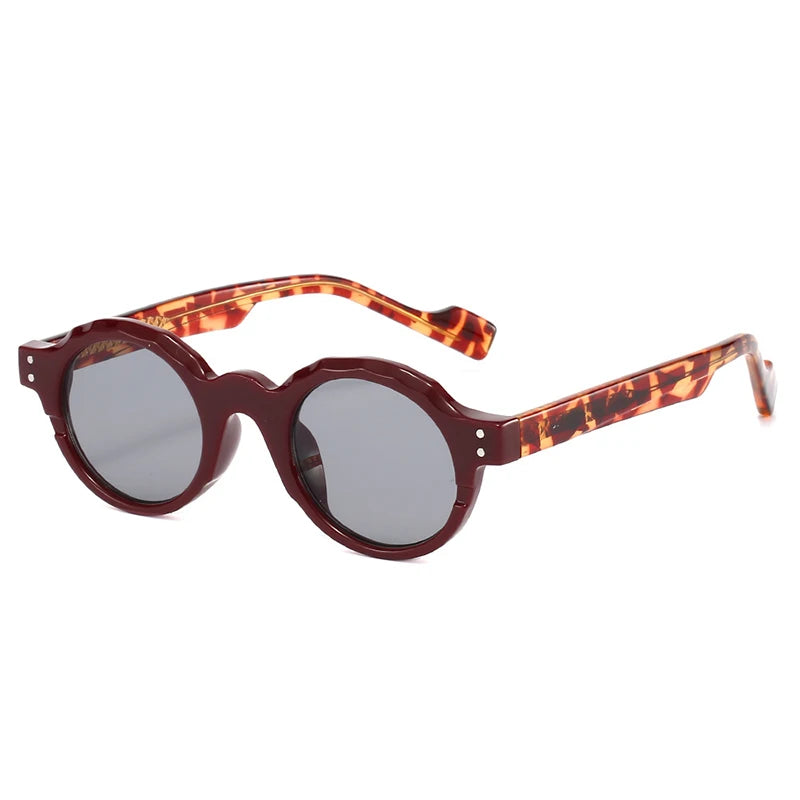 SPOT leopard double color round frame sunglasses side angle