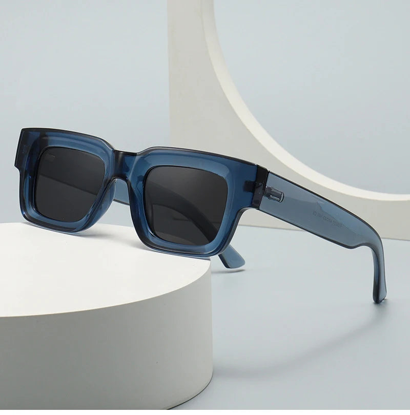 EDEN — Thick Square Acetate UV400 Sunglasses in Sage & Brown