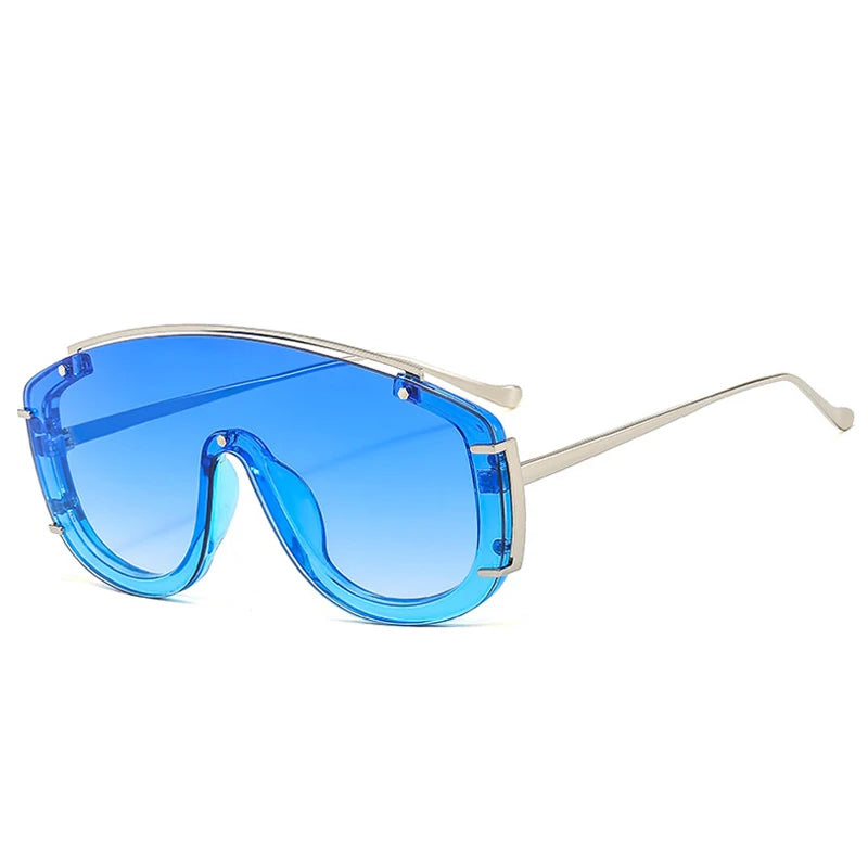 AURA rivet one-piece sunglasses colorful gradient side angle