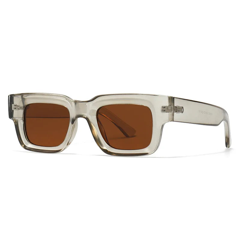 EDEN — Thick Square Acetate UV400 Sunglasses in Sage & Brown