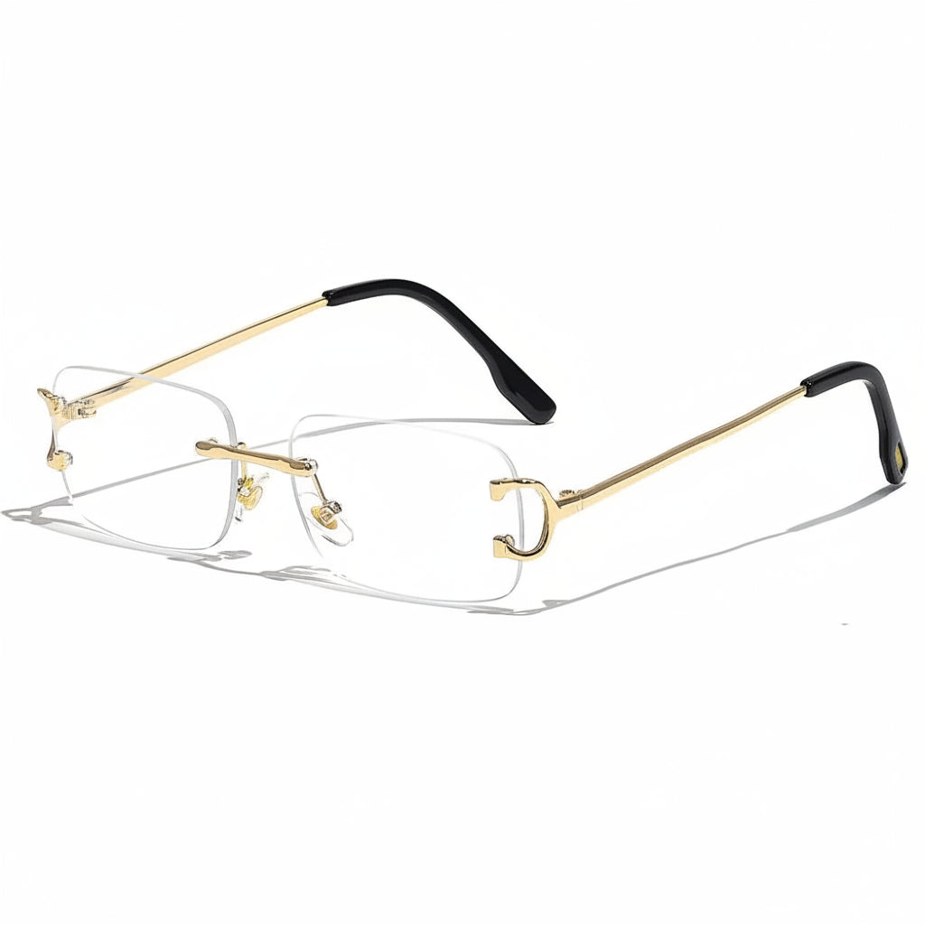 DUNE — Rimless Rectangle UV400 Sunglasses with Gold D-Buckle