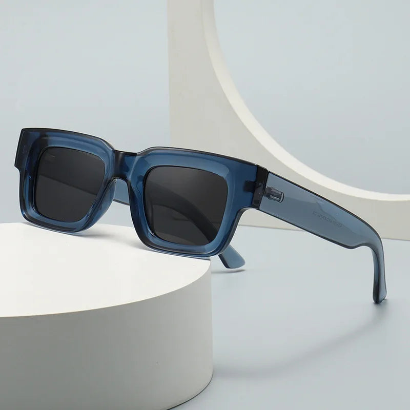 EDEN — Thick Square Acetate UV400 Sunglasses in Sage & Brown