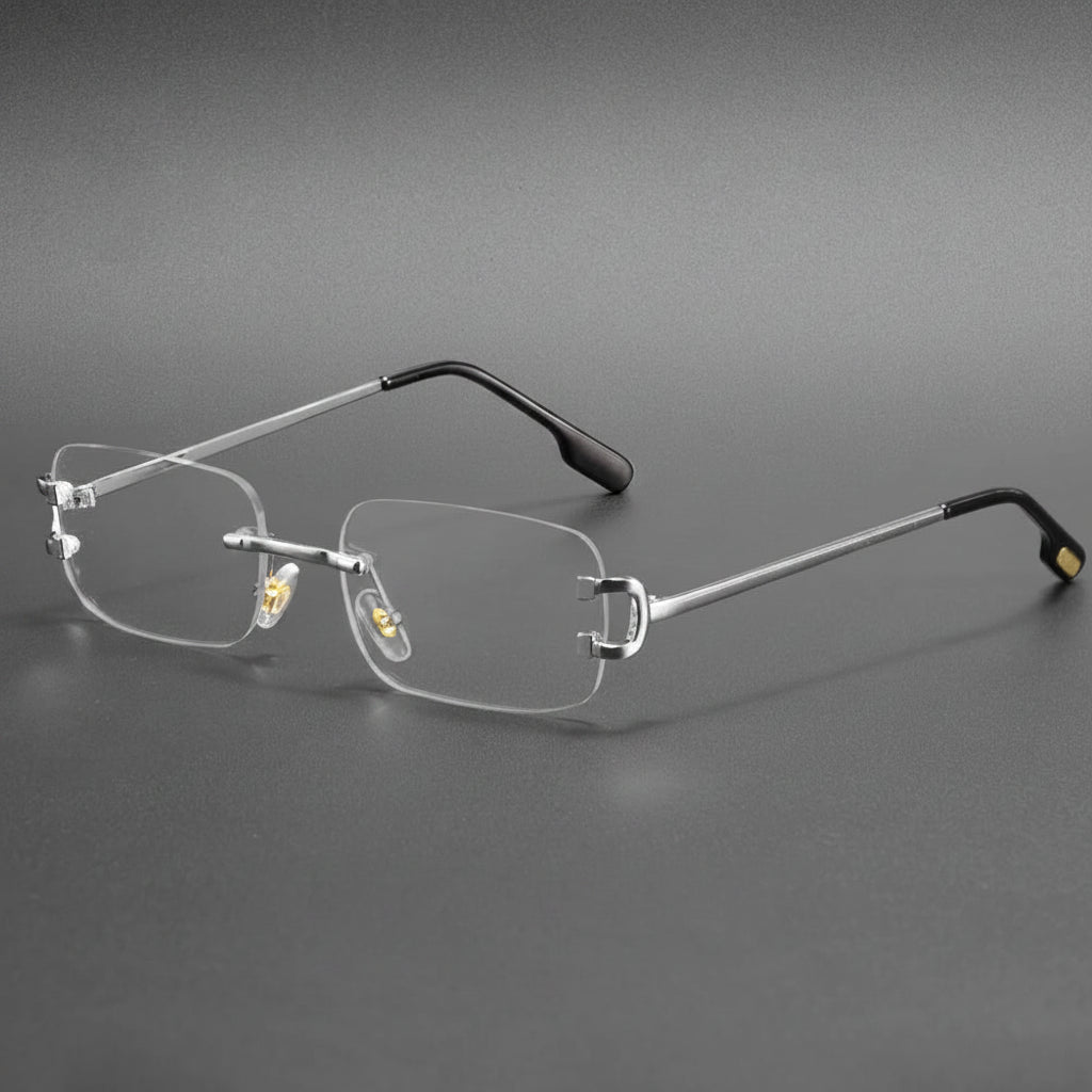 DUNE — Rimless Rectangle UV400 Sunglasses with Gold D-Buckle