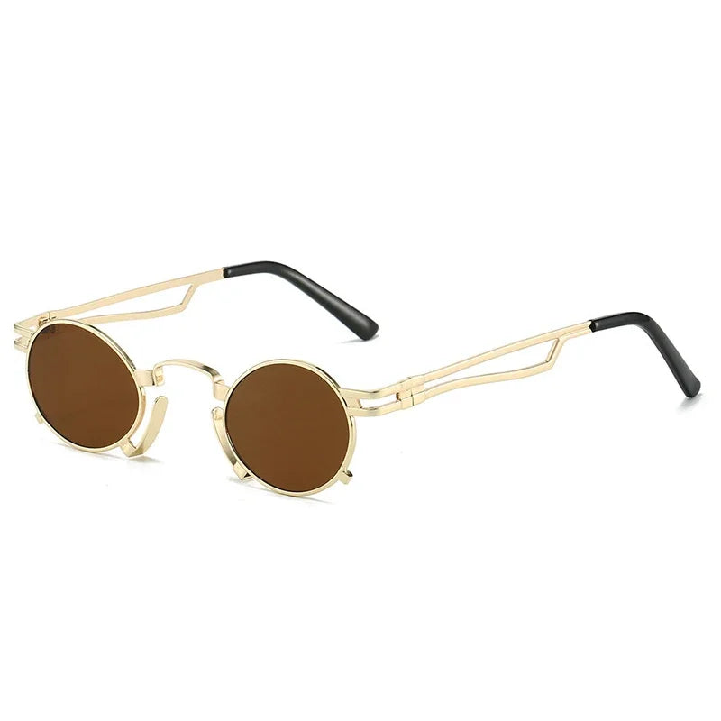 ORBIT irregular oval sunglasses yellow frame side angle