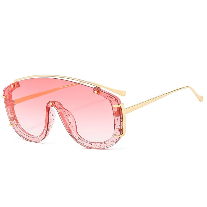AURA — Oversized One-Piece Rivet UV400 Gradient Sunglasses