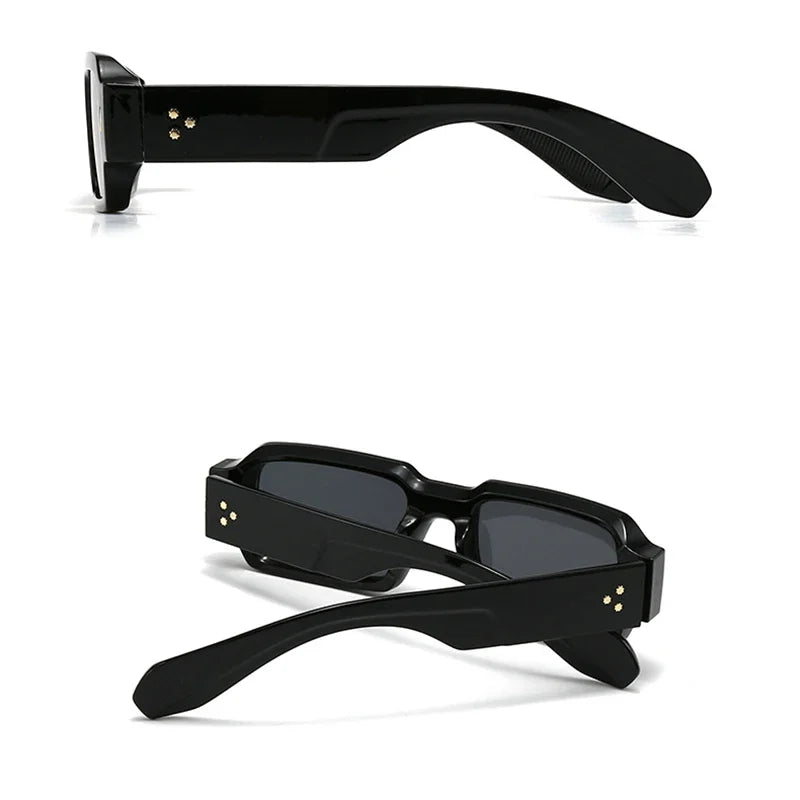 Black sunglasses with a unique design on a white background