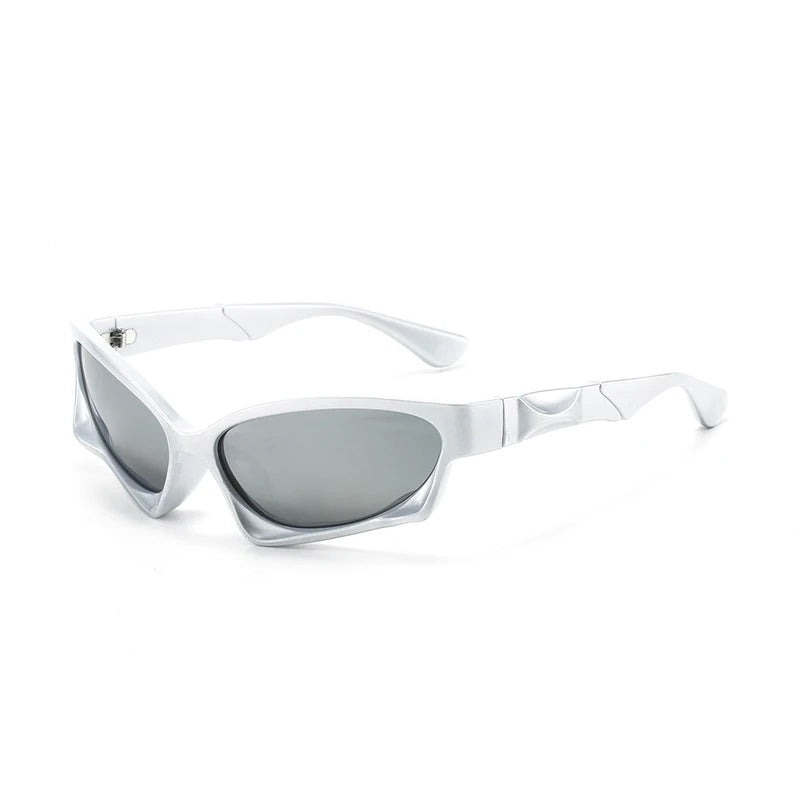 NOVA X — Futuristic Wraparound Sport UV400 Sunglasses in White