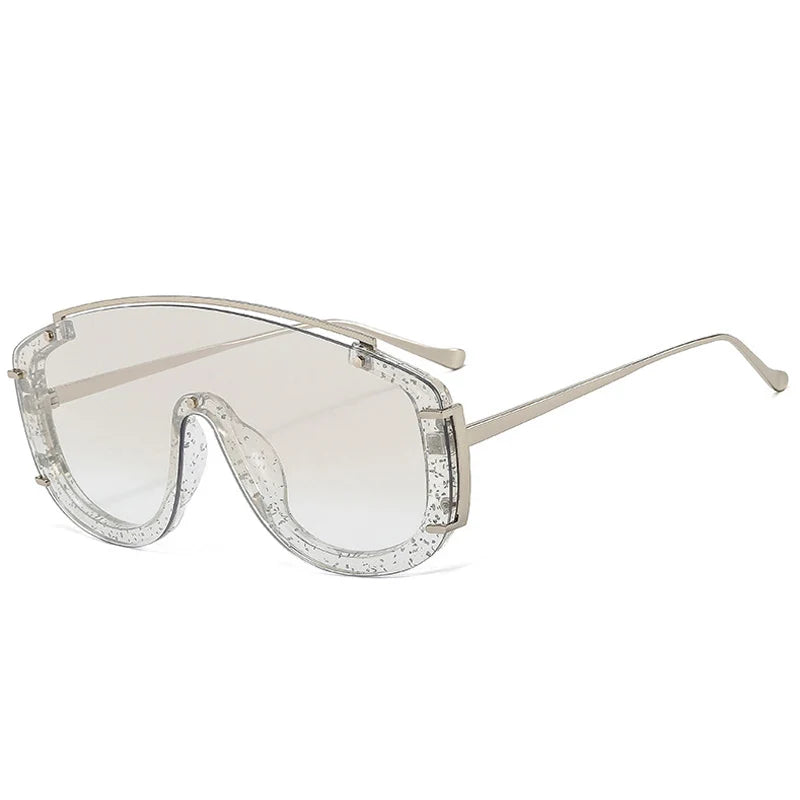 AURA — Oversized One-Piece Rivet UV400 Gradient Sunglasses