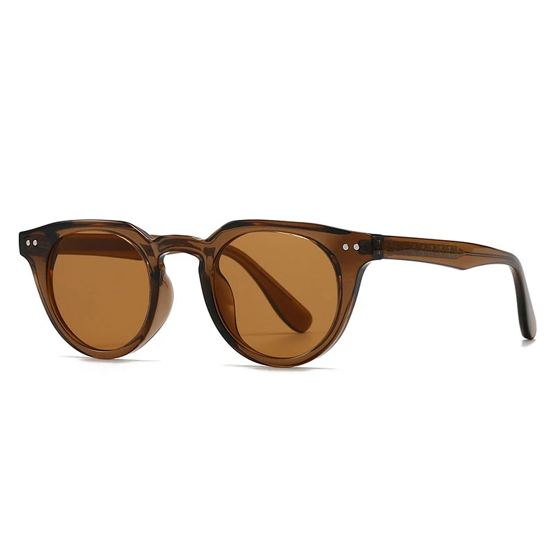 Brown sunglasses with a white background