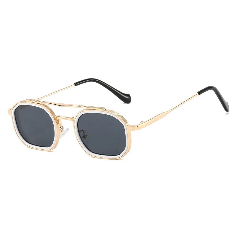 TWIN — Retro Double-Bridge Small Square UV400 Polarized Sunglasses