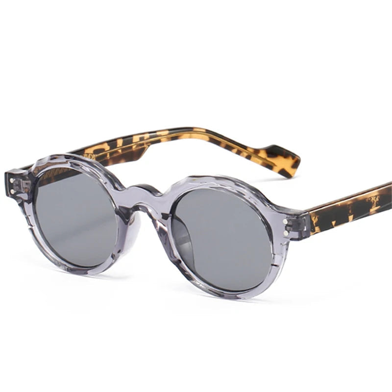 SPOT retro round rivet sunglasses UV400 polarized leopard double color punk