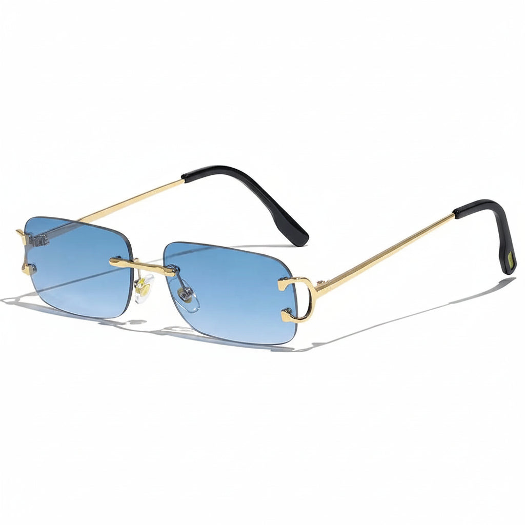 DUNE — Rimless Rectangle UV400 Sunglasses with Gold D-Buckle