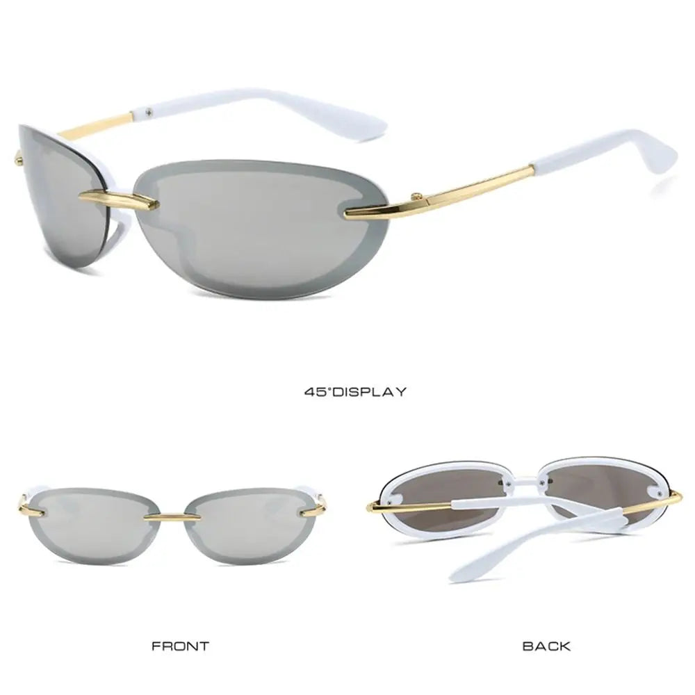 WARP — Futuristic Rimless Wrap-Around UV400 Sunglasses