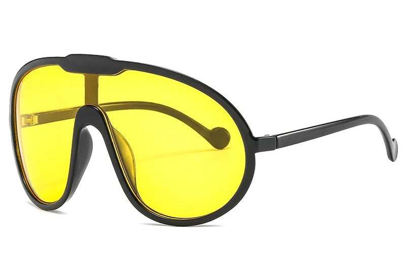 SHIELD oversized one-piece Y2K mask sunglasses UV400 yellow black gradient