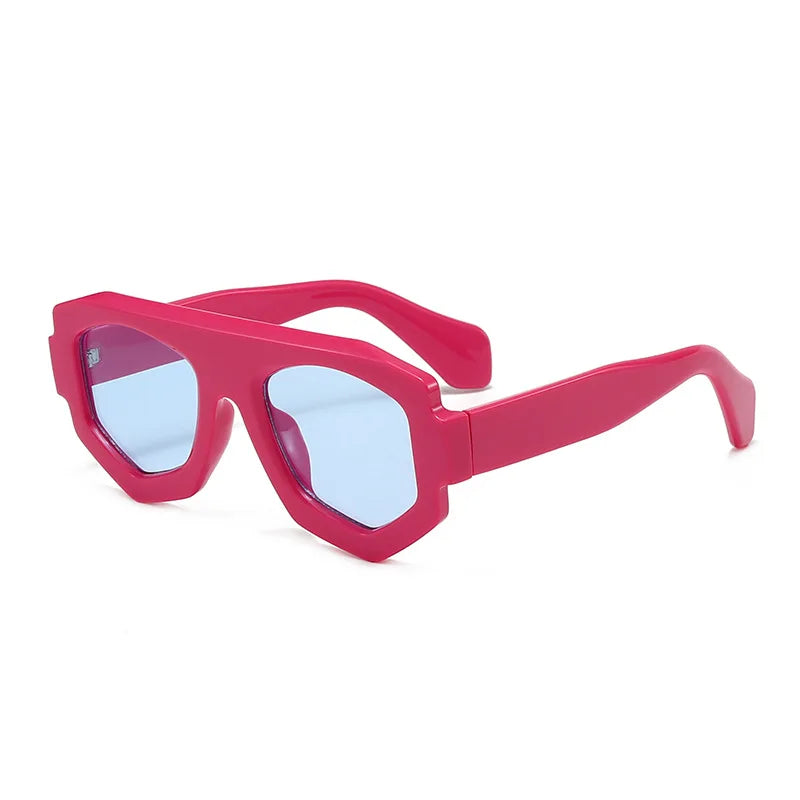 FLUX candy color gradient lens irregular square frame side angle detail