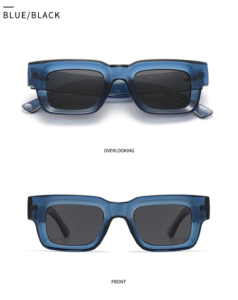 EDEN — Thick Square Acetate UV400 Sunglasses in Sage & Brown