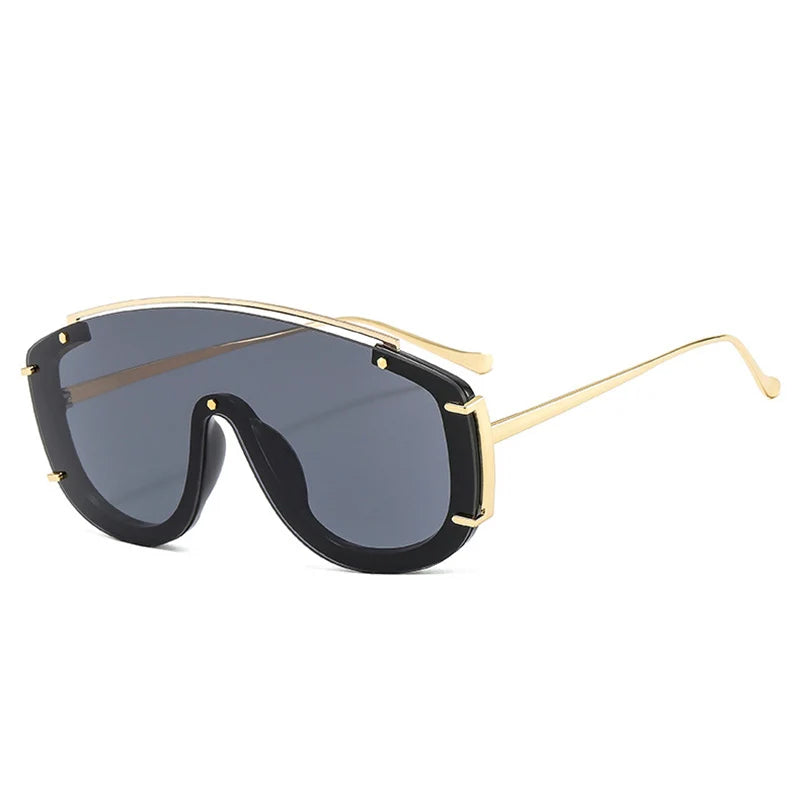AURA — Oversized One-Piece Rivet UV400 Gradient Sunglasses