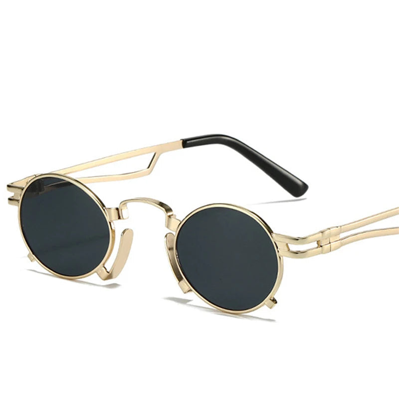 ORBIT small irregular oval sunglasses UV400 polarized red punk metal