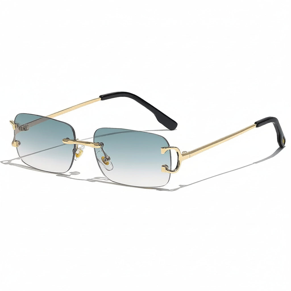DUNE — Rimless Rectangle UV400 Sunglasses with Gold D-Buckle