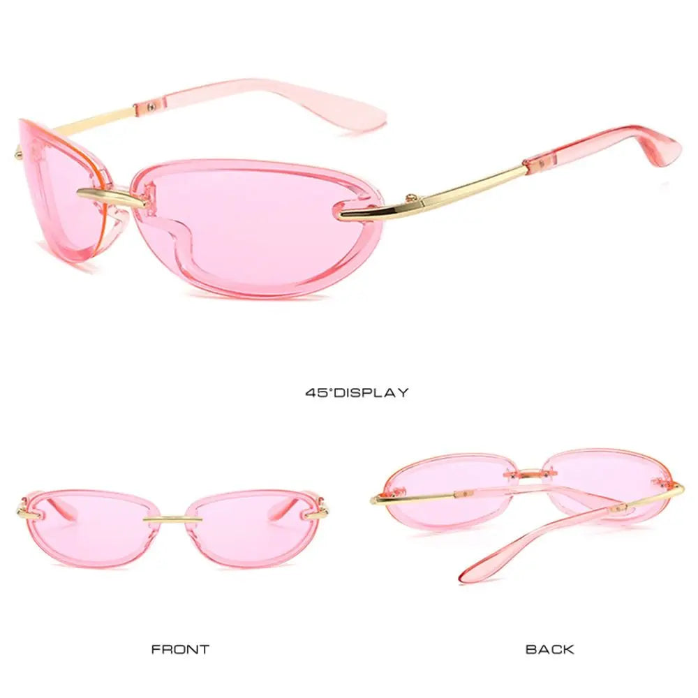 WARP — Futuristic Rimless Wrap-Around UV400 Sunglasses