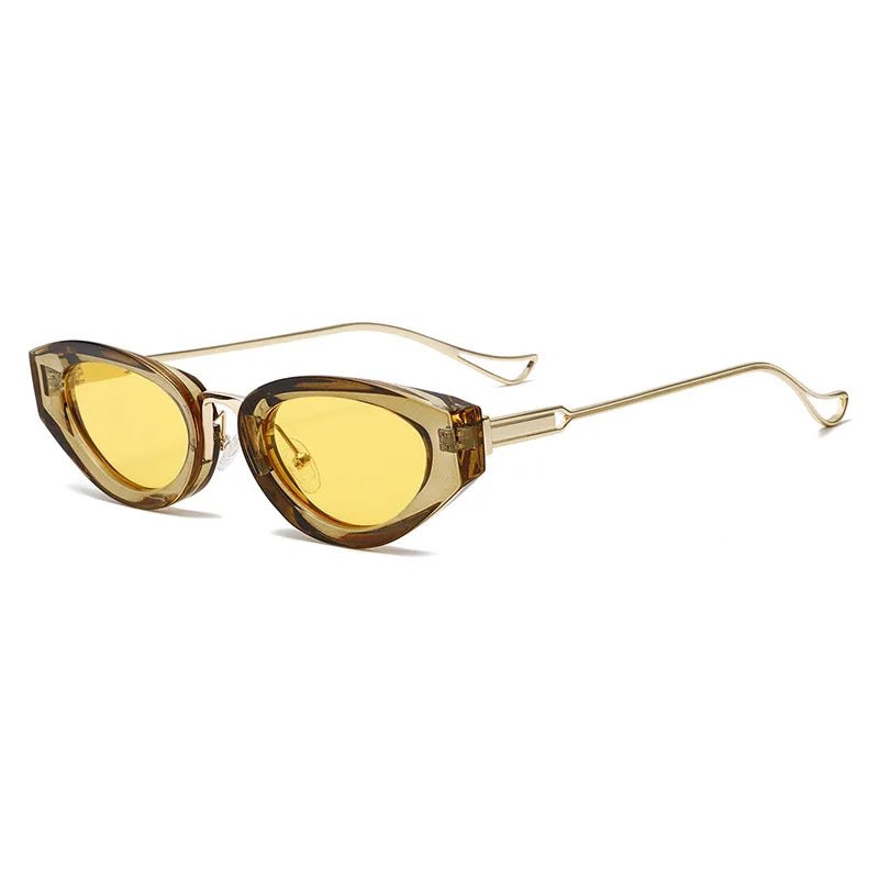 SOLEIL — Cat Eye Acetate UV400 Sunglasses with Gold Temples