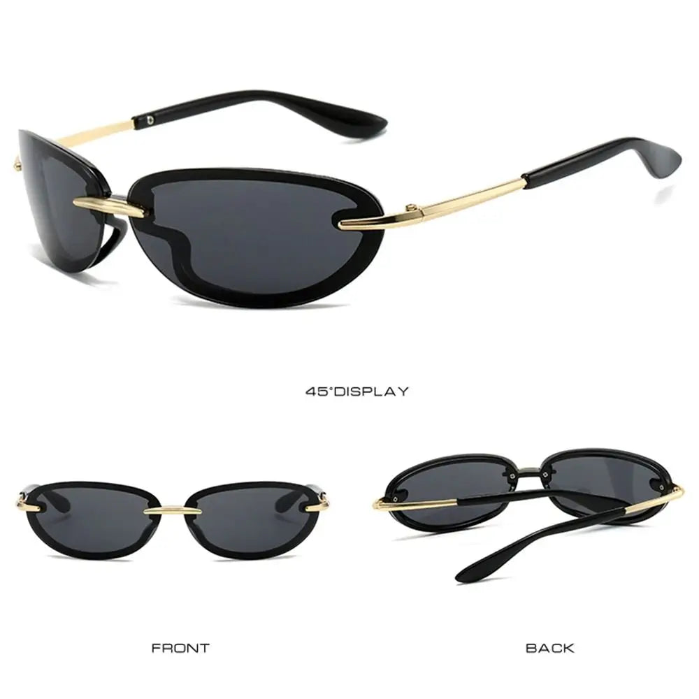 WARP — Futuristic Rimless Wrap-Around UV400 Sunglasses