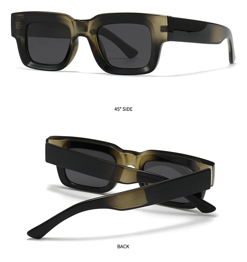EDEN — Thick Square Acetate UV400 Sunglasses in Sage & Brown