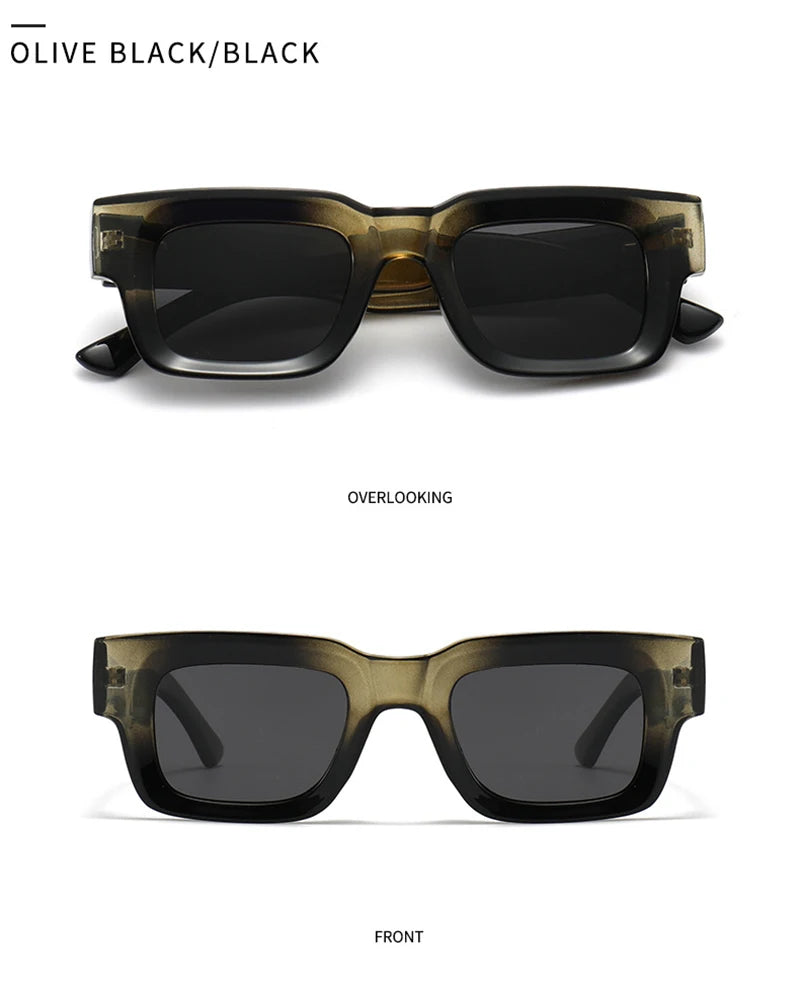 EDEN — Thick Square Acetate UV400 Sunglasses in Sage & Brown