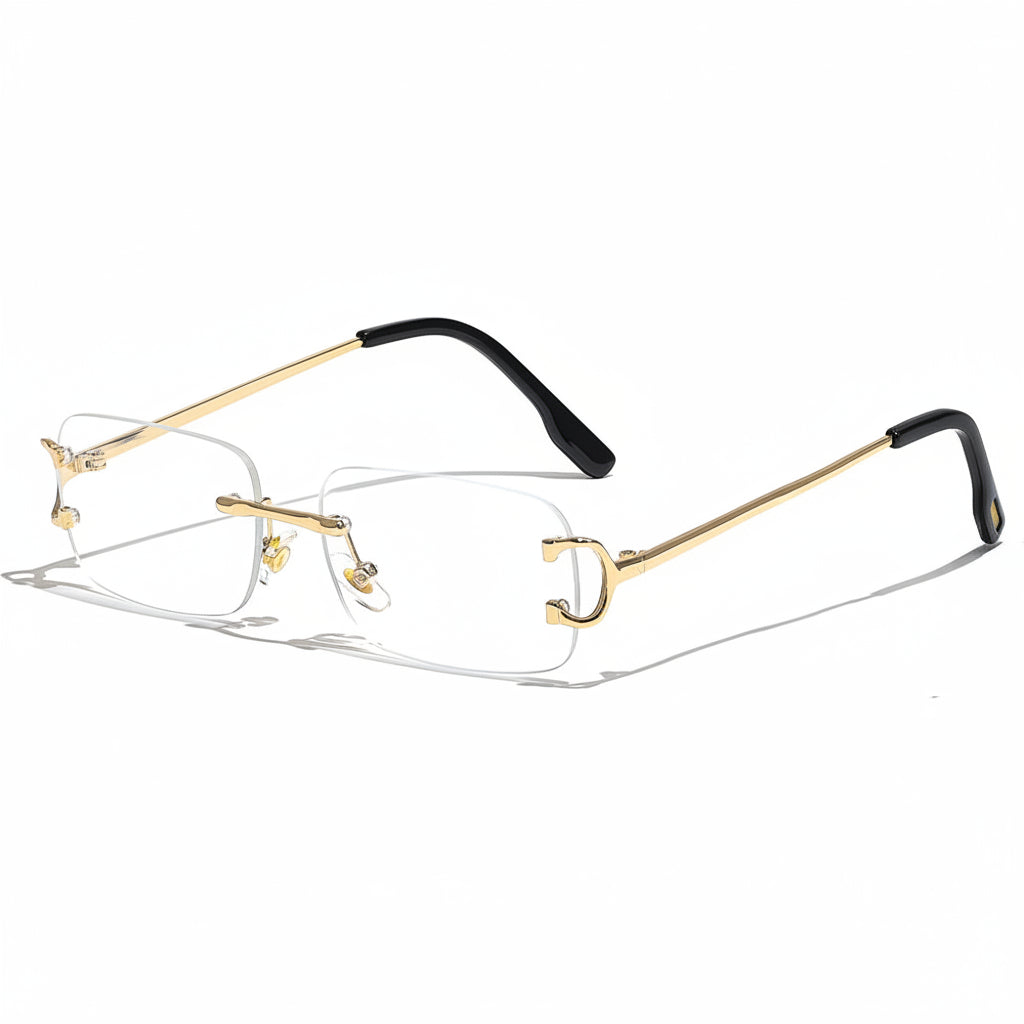 DUNE — Rimless Rectangle UV400 Sunglasses with Gold D-Buckle