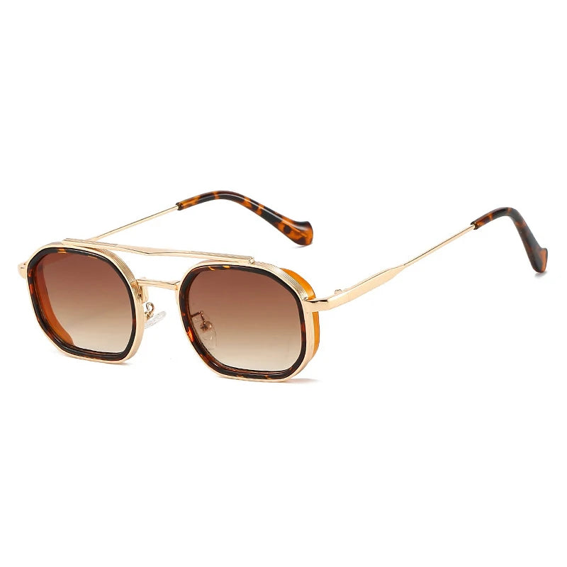 TWIN — Retro Double-Bridge Small Square UV400 Polarized Sunglasses