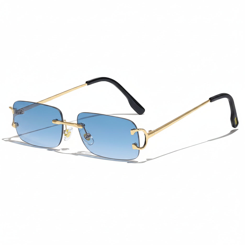 DUNE — Rimless Rectangle UV400 Sunglasses with Gold D-Buckle