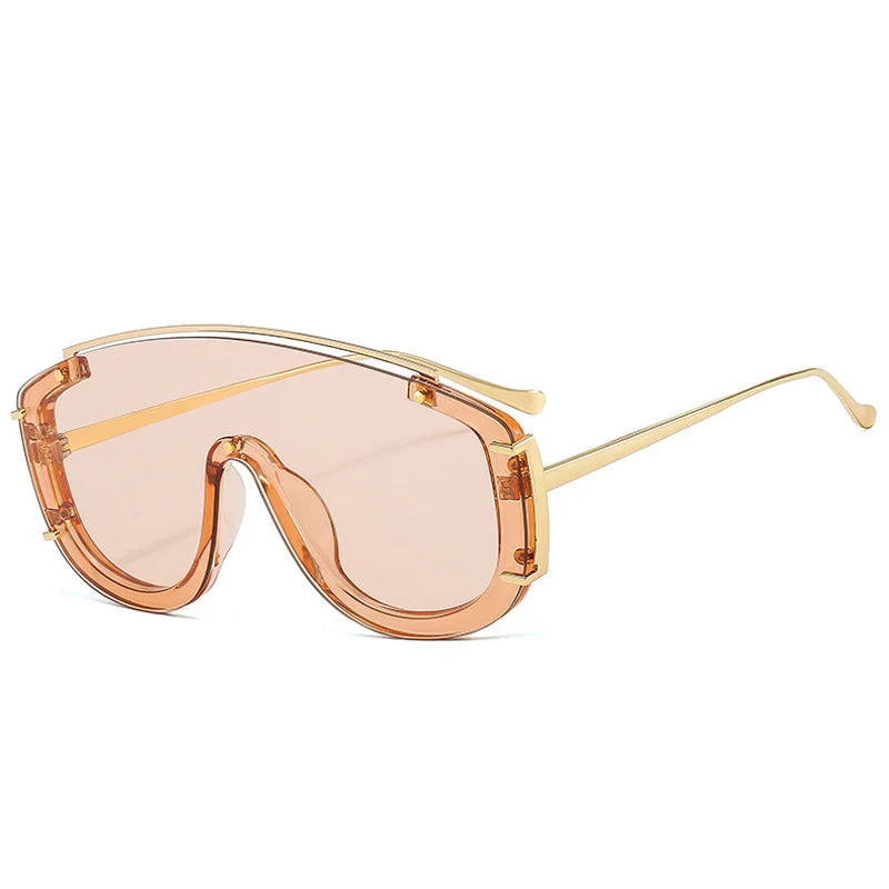 AURA — Oversized One-Piece Rivet UV400 Gradient Sunglasses