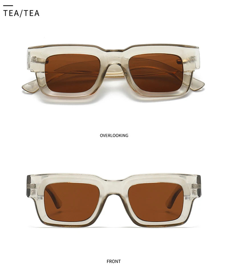 EDEN — Thick Square Acetate UV400 Sunglasses in Sage & Brown