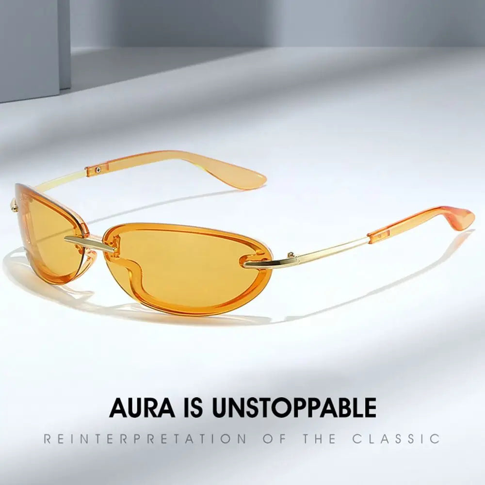 WARP — Futuristic Rimless Wrap-Around UV400 Sunglasses