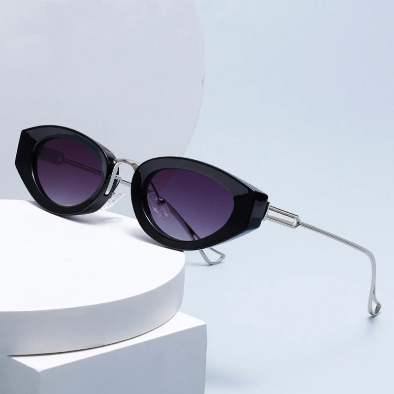 SOLEIL — Cat Eye Acetate UV400 Sunglasses with Gold Temples