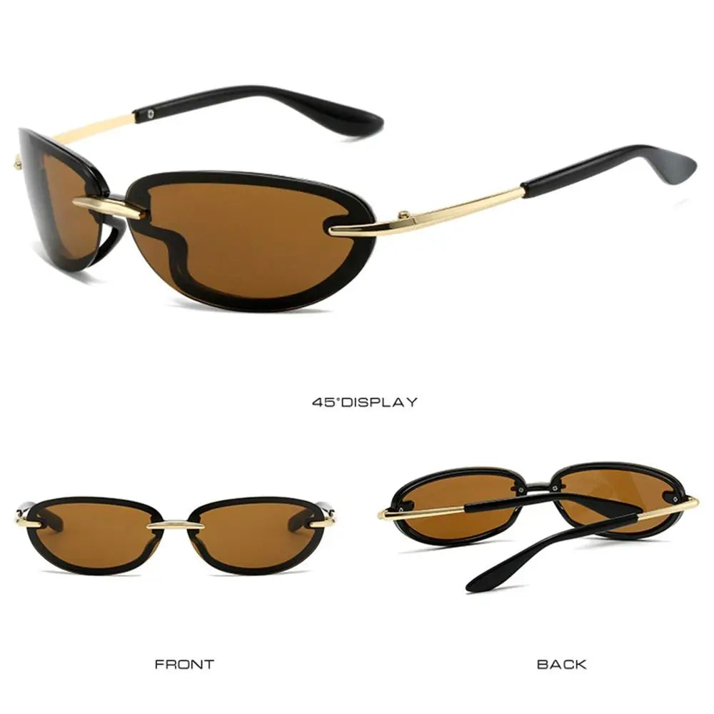 WARP — Futuristic Rimless Wrap-Around UV400 Sunglasses