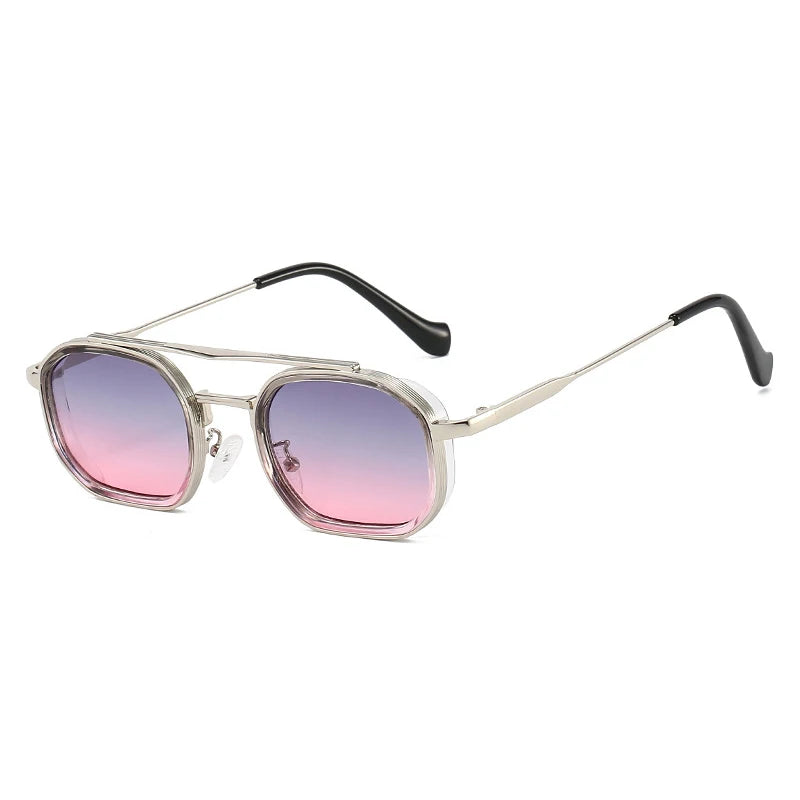 TWIN double bridge metal sunglasses side angle detail