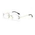 DUNE — Rimless Rectangle UV400 Sunglasses with Gold D-Buckle