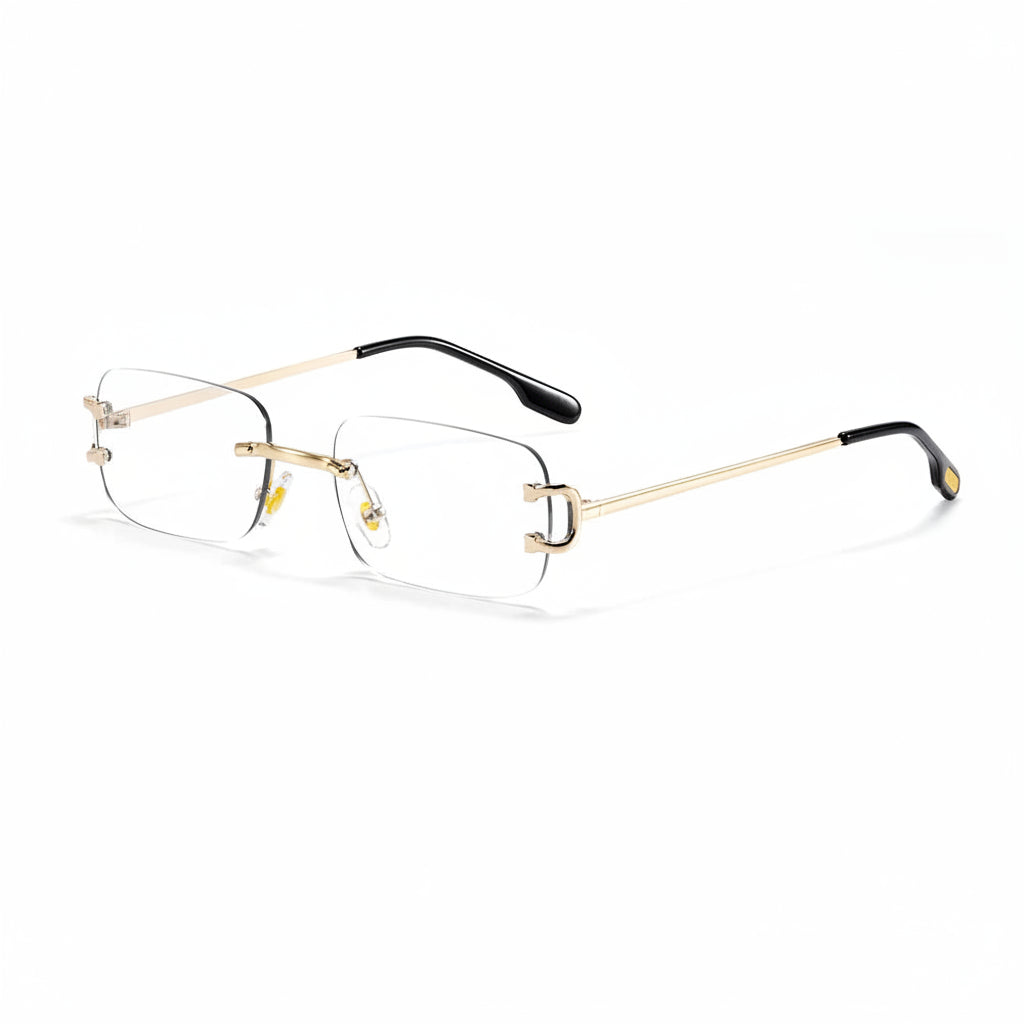 DUNE — Rimless Rectangle UV400 Sunglasses with Gold D-Buckle