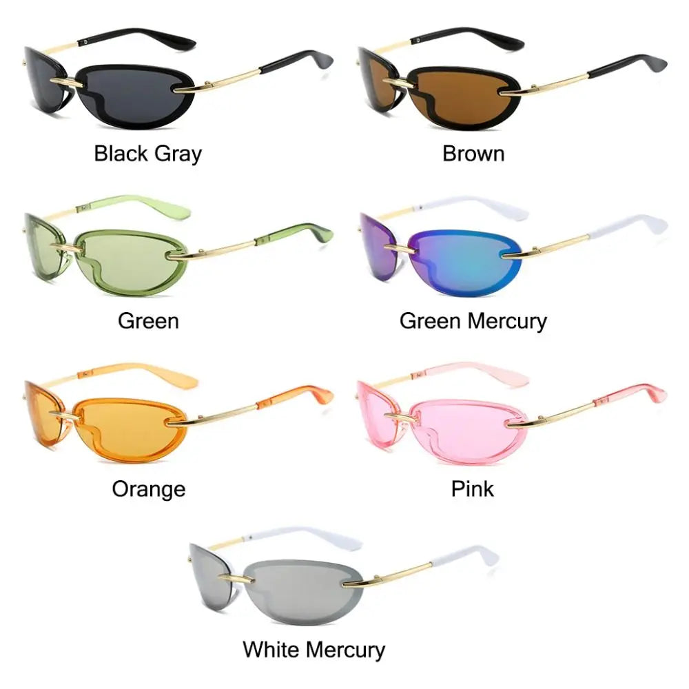 WARP — Futuristic Rimless Wrap-Around UV400 Sunglasses
