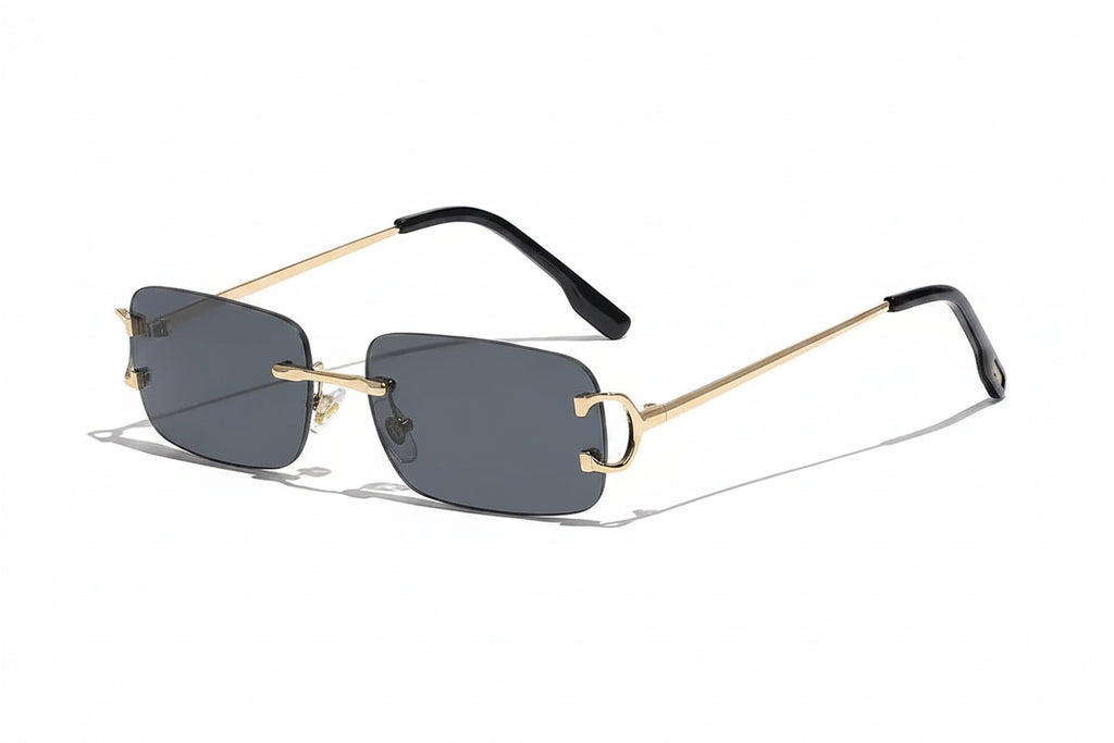 DUNE — Rimless Rectangle UV400 Sunglasses with Gold D-Buckle