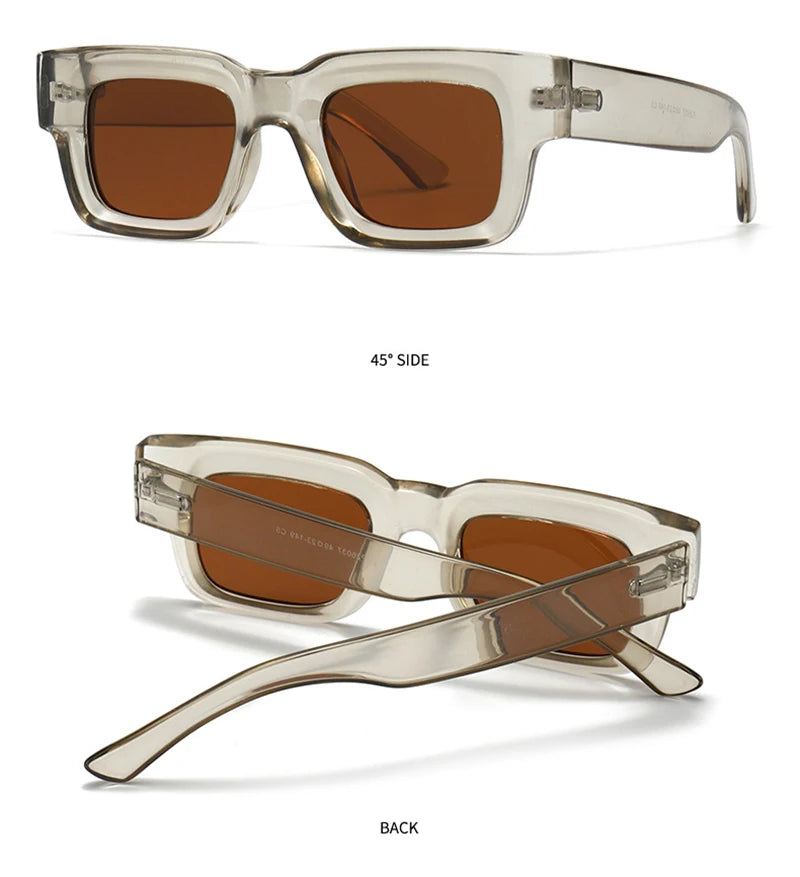 EDEN — Thick Square Acetate UV400 Sunglasses in Sage & Brown